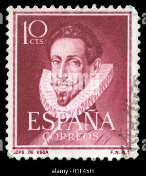 Postage stamps from Spain in the Writers series issued in 1951 Stock Photo