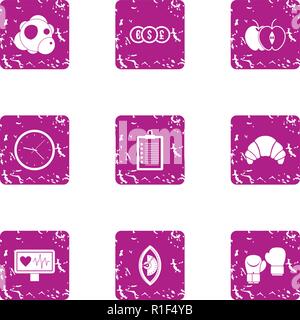 Stimulant icons set, grunge style Stock Vector