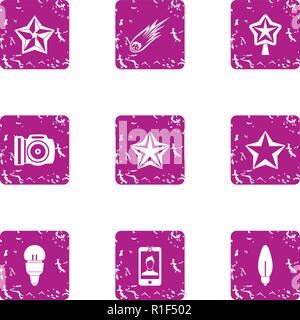 Catastrophe photo icons set, grunge style Stock Vector