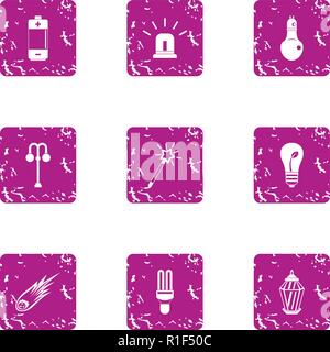 Emergency siren icons set, grunge style Stock Vector