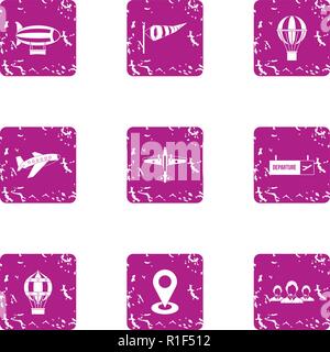 Redeployment icons set, grunge style Stock Vector