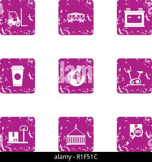 Severity icons set, grunge style Stock Vector
