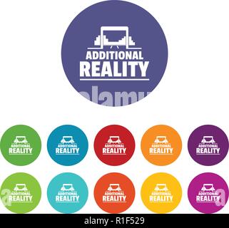 Game additional reality icons set vector color Stock Vector