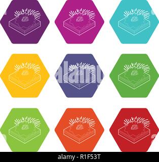 Meteor falling icons set 9 vector Stock Vector