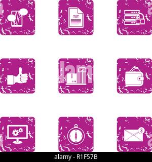 Excellent solution icons set, grunge style Stock Vector
