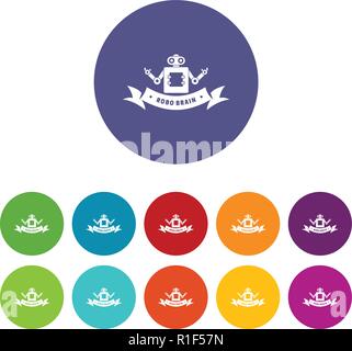 Robot brain icons set vector color Stock Vector