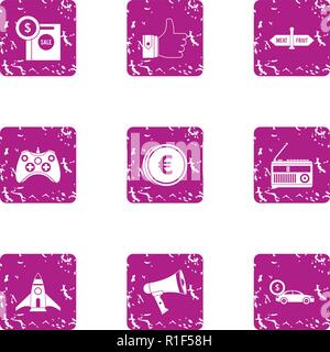 Purchase icons set, grunge style Stock Vector