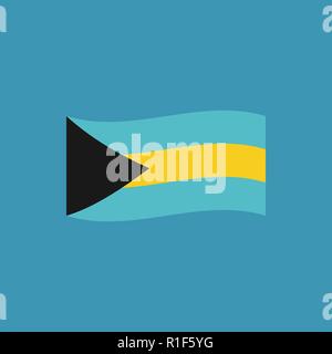 Bahamas flag icon in flat design. Independence day or National day holiday concept. Stock Vector