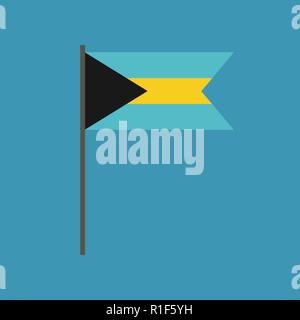 Bahamas flag icon in flat design. Independence day or National day holiday concept. Stock Vector