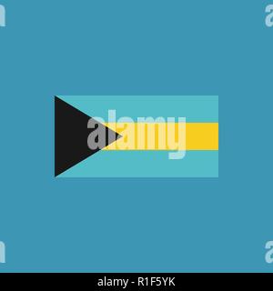 Bahamas flag icon in flat design. Independence day or National day holiday concept. Stock Vector