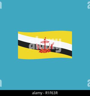 Brunei flag icon in flat design. Independence day or National day holiday concept. Stock Vector