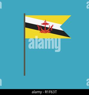 Brunei flag icon in flat design. Independence day or National day holiday concept. Stock Vector