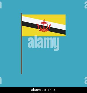 Brunei flag icon in flat design. Independence day or National day holiday concept. Stock Vector