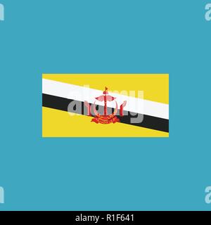 Brunei flag icon in flat design. Independence day or National day holiday concept. Stock Vector