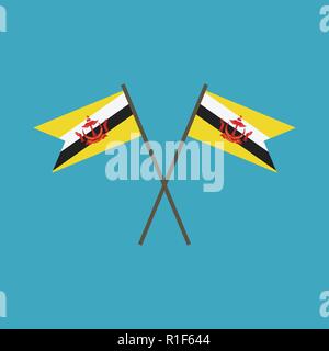 Brunei flag icon in flat design. Independence day or National day holiday concept. Stock Vector