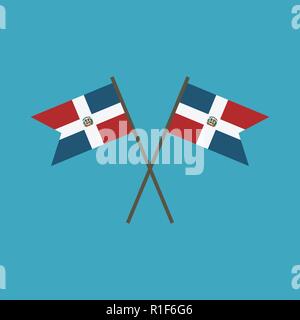 Dominican Republic flag icon in flat design. Independence day or National day holiday concept. Stock Vector