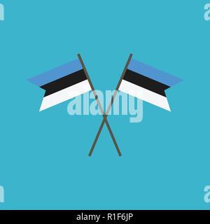 Estonia flag icon in flat design. Independence day or National day holiday concept. Stock Vector