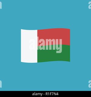 Madagascar flag icon in flat design. Independence day or National day holiday concept. Stock Vector