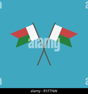 Madagascar flag icon in flat design. Independence day or National day holiday concept. Stock Vector