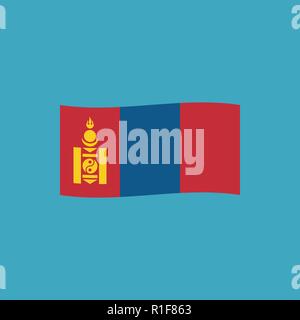 Mongolia flag icon in flat design. Independence day or National day holiday concept. Stock Vector