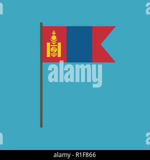 Mongolia flag icon in flat design. Independence day or National day holiday concept. Stock Vector