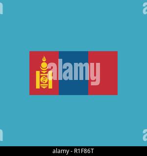 Mongolia flag icon in flat design. Independence day or National day holiday concept. Stock Vector
