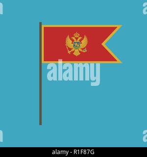 Montenegro flag icon in flat design. Independence day or National day holiday concept. Stock Vector