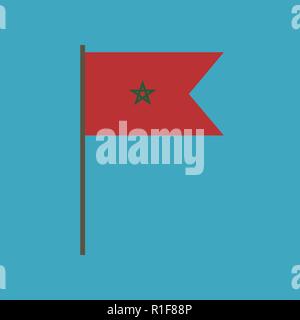 Morocco flag icon in flat design. Independence day or National day holiday concept. Stock Vector