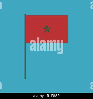Morocco flag icon in flat design. Independence day or National day holiday concept. Stock Vector