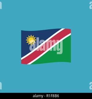 Namibia flag icon in flat design. Independence day or National day holiday concept. Stock Vector