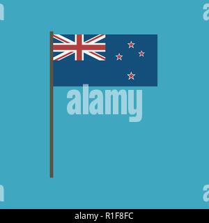 New Zealand flag icon in flat design. Independence day or National day holiday concept. Stock Vector