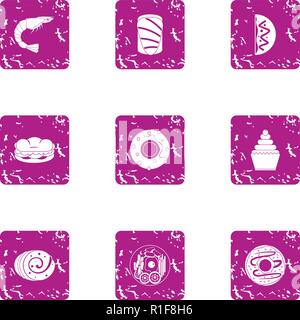 Physical education icons set, grunge style Stock Vector