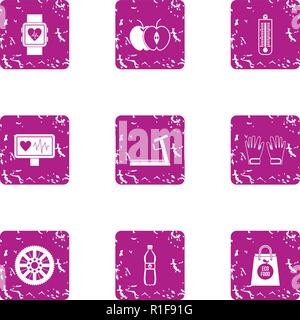 Medical oversight icons set, grunge style Stock Vector
