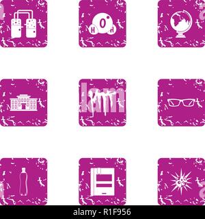 Spring icons set, grunge style Stock Vector