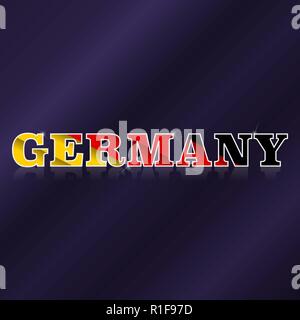 Word Germany with national flag pattern and reflection Stock Vector