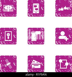 Superb icons set, grunge style Stock Vector