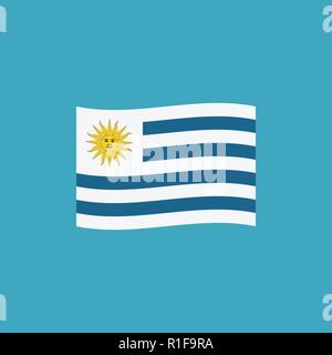 Uruguay flag icon in flat design. Independence day or National day holiday concept. Stock Vector