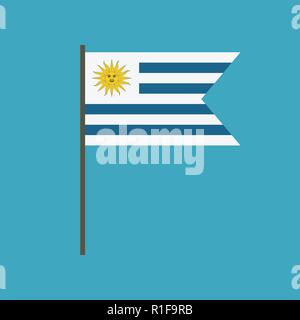 Uruguay flag icon in flat design. Independence day or National day holiday concept. Stock Vector