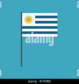 Uruguay flag icon in flat design. Independence day or National day holiday concept. Stock Vector