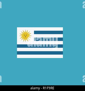 Uruguay flag icon in flat design. Independence day or National day holiday concept. Stock Vector