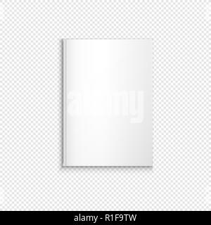 vector mock up white blank vertical paper hard cover of closed book, booklet, brochure illustration realistic with shadow template design isolated on  Stock Vector