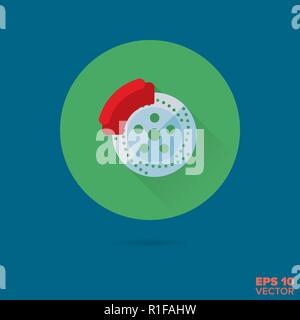 motor vehicle disc brake flat design vector icon Stock Vector