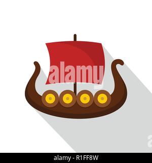Ship viking icon. Flat illustration of ship viking vector icon for web Stock Vector