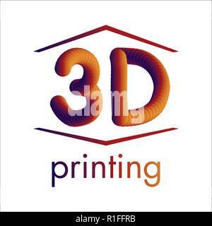 vector logo 3D printing and 3D pens Stock Vector