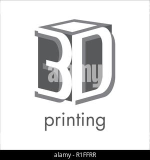 vector logo 3D printing and 3D pens Stock Vector
