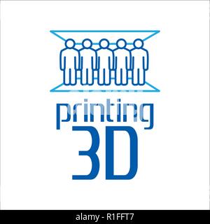 vector logo 3D printing and 3D pens Stock Vector