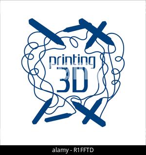 vector logo 3D printing and 3D pens Stock Vector