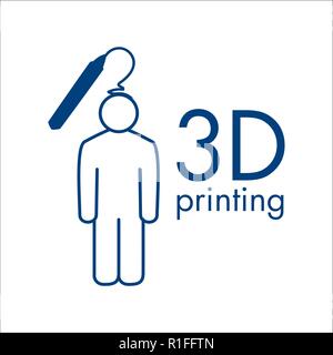 vector logo 3D printing and 3D pens Stock Vector