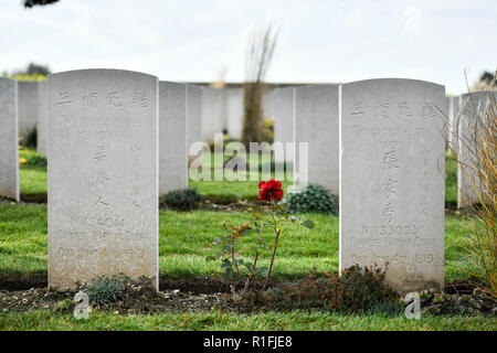 Beijing, China. 6th Nov, 2018. Photo taken on Nov. 6, 2018 shows the Nolette Chinese Cemetery in Noyelles-sur-Mer, France. Credit: Chen Yichen/Xinhua/Alamy Live News Stock Photo