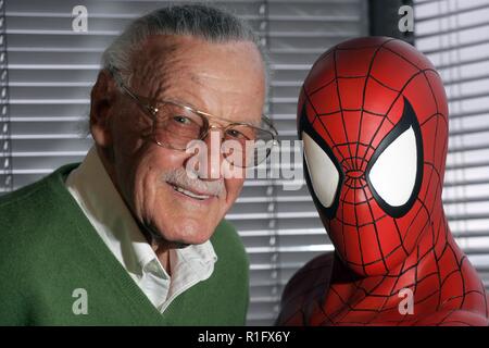 STAN LEE (born Stanley Martin Lieber, December 28, 1922 - November 12, 2018) was an American comic-book writer, editor, and publisher. He was editor-in-chief of Marvel Comics, later its publisher and chairman, leading its expansion from a small division of a publishing house to a large multimedia corporation. He co-created fictional characters including Spider-Man, the Hulk, Doctor Strange, the Fantastic Four, Daredevil, Black Panther, the X-Men, Ant-Man, Iron Man, and Thor. PICTURED: April 23, 2012 - Los Angeles, California, U.S. - STAN LEE, an American comic book writer, editor, actor, produ Stock Photo